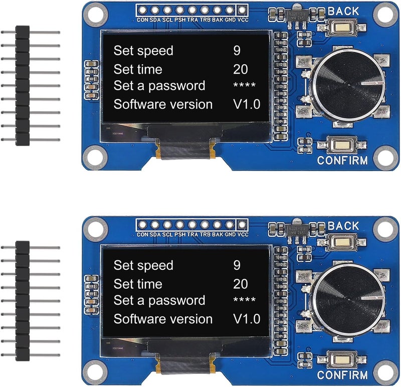 AiTrip 2PCS 1.3-inch OLED Module Button EC11 Rotary Encoder IIC Interface LCD Screen for Arduino -White - Image 1